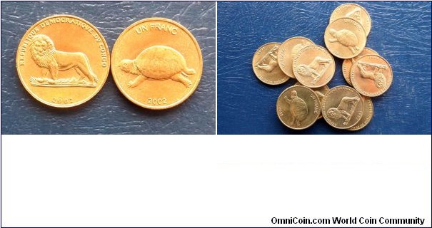 LOT (1) 2002 CONGO BEAUTIFUL TURTLE & LION 1 FRANC CHOICE BU COIN Go Here:

http://stores.ebay.com/Mt-Hood-Coins