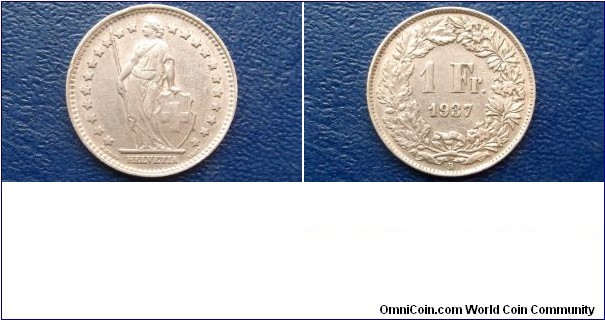 .835 Silver 1937-B Switzerland 1 Franc Standing Helvetia Lance Nice Circ Go Here: http://stores.ebay.com/Mt-Hood-Coins