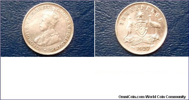 1927 Australia 3 Pence KM#24 Kangaroo & Emu Nice Original Toned Circ Go Here: http://stores.ebay.com/Mt-Hood-Coins
