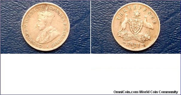 1921-M Australia 3 Pence KM#24 Kangaroo & Emu Nice Original Toned Circ Go Here: http://stores.ebay.com/Mt-Hood-Coins