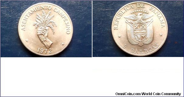 Sold !! Scarce .900 Silver 1972 Panama 5 Balboa Hand & Plant Low Mintage 70K Choice BU Go Here:

http://stores.ebay.com/Mt-Hood-Coins