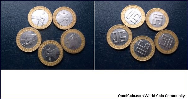 Lot (1) 1992- Algeria 50 Dinars Bi-Metallic Nice Grades Dama Gazelle 