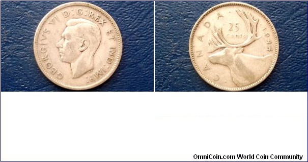 Silver 1944 Canada 25 Cents Quarter KM35 George VI Nice Circ Coin Go Here: http://stores.ebay.com/Mt-Hood-Coins