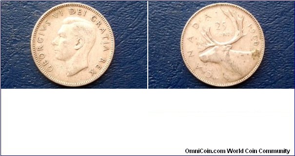 Silver 1950 Canada 25 Cents Quarter KM35 George VI Nice Circ Coin Go Here: http://stores.ebay.com/Mt-Hood-Coins