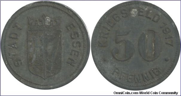 Germany-Notgeld 50 Pfennig 1917-Essen (Zn)