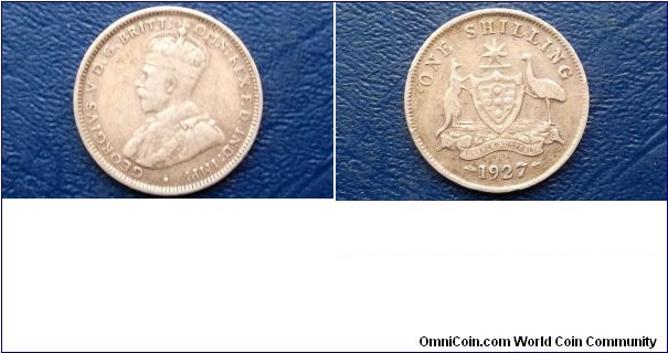 Silver 1927 Australia Shilling KM#26 Kangaroo & Emu Nice Toned Go Here: http://stores.ebay.com/Mt-Hood-Coins