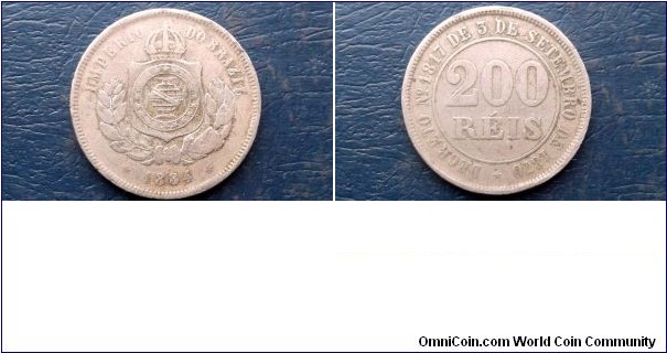 1884 Brazil 200 Reis KM#478 Pedo II Crowned Arms Nice Large 32mm Coin 
Go Here:

http://stores.ebay.com/Mt-Hood-Coins
