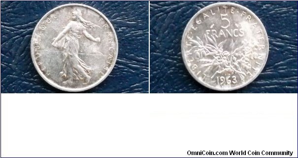 Sold !! Silver 1963 France 5 Francs Sowing Seeds Choice Toned UNC KM# 926 Coin 
Go Here:

http://stores.ebay.com/Mt-Hood-Coins