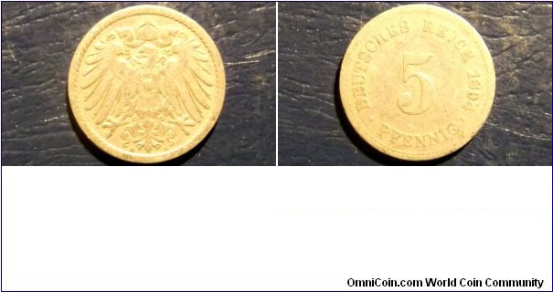 1894-A Germany Empire 5 Pfennig Berlin Mint Nice Circulated Coin Go Here: http://stores.ebay.com/Mt-Hood-Coins