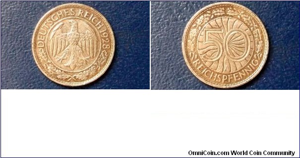 1928 Germany Weimar Republic 50 Reichspfennig KM#49 High Grade Toned Circ 
Go Here:

http://stores.ebay.com/Mt-Hood-Coins