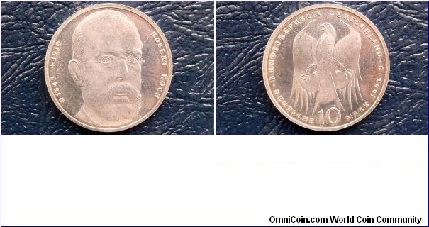 Silver 1993 Germany Federal Republic 10 Mark 150th Birth Ann Robert Koch 
Go Here:

http://stores.ebay.com/Mt-Hood-Coins