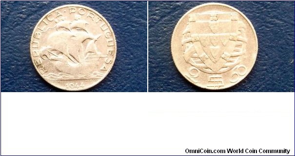 Silver 1944 Portugal 2 1/2 Escudos Ship Shield Nice Grade Circ KM#580 
Go Here:

http://stores.ebay.com/Mt-Hood-Coins