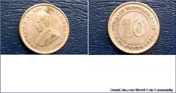 Silver 1926 Straits Settlements 10 Cents KM# 29b Nice Grade Coin 
Go Here:

http://stores.ebay.com/Mt-Hood-Coins