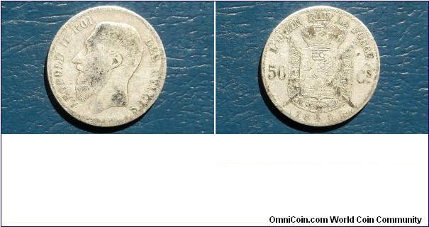 Silver 1866 Belgium 50 Centimes Leopold II Well Circ 1st Year 
Go Here:

http://stores.ebay.com/Mt-Hood-Coins 