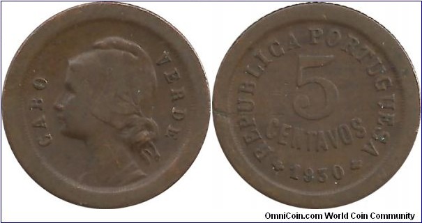 CaboVerde-Portuguesa 5 Centavos 1930