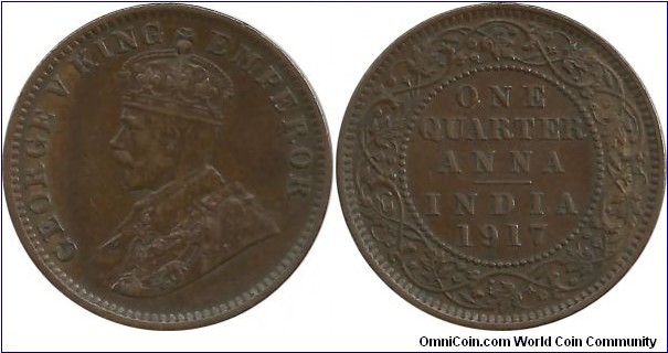 India-British ¼ Anna 1917(C)