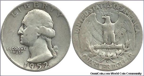 USA Quarter Dollar 1952D (6.25 g / .900 Ag)