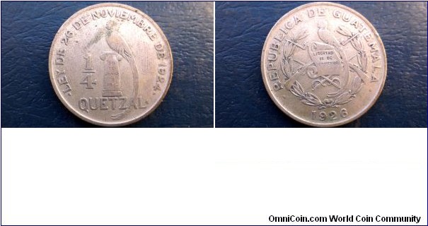 Silver 1926 Guatemala 1/4 Quetzal Bird Type KM#243.1 Large 27mm Nice Toned
Go Here:

http://stores.ebay.com/Mt-Hood-Coins