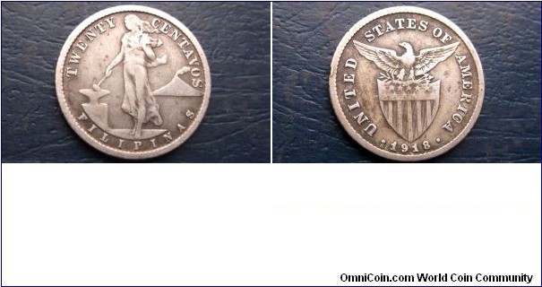 Silver 1918-S Philippines 20 Centavos Eagle Stars & Stripes Nice Grade 
Go Here:

http://stores.ebay.com/Mt-Hood-Coins