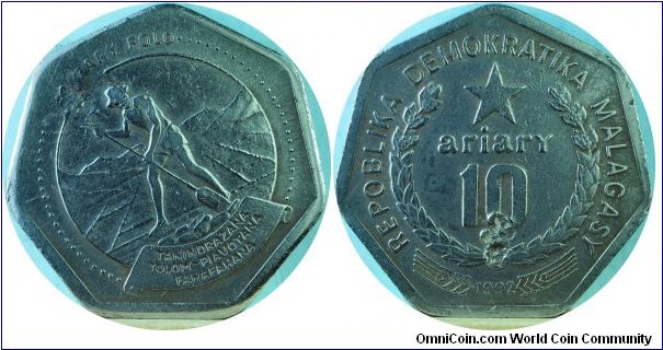 Madagascar10Ariary-km18-1992