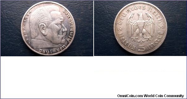 Silver 1936-A Germany Third Reich 5 Reichsmark KM#86 Hindenburg Nice 
Go Here:

http://stores.ebay.com/Mt-Hood-Coins
