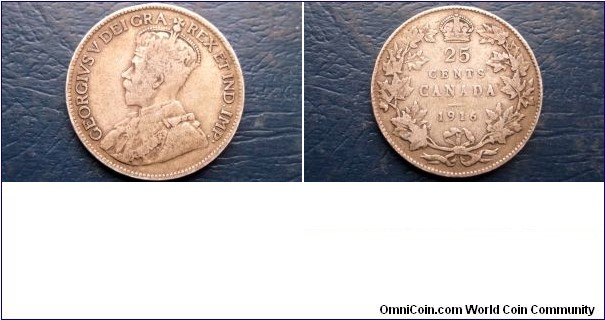 Silver 1916 Canada 25 Cents George V KM#24 Nice Toned Circulated 
Go Here:

http://stores.ebay.com/Mt-Hood-Coins