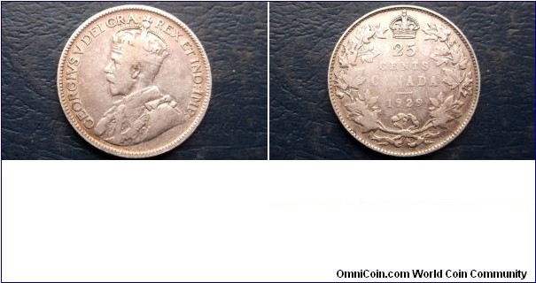 Silver 1929 Canada 25 Cents George V KM#24a Nice Toned Circulated 
Go Here:

http://stores.ebay.com/Mt-Hood-Coins