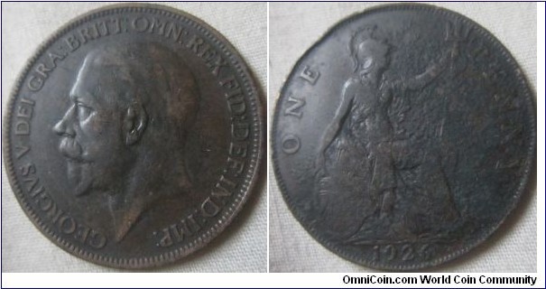 1926 penny ME, reverse damaged