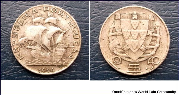 Silver 1944 Portugal 2 1/2 Escudos Ship Shield Nice Grade Circ Coin Go Here:

http://stores.ebay.com/Mt-Hood-Coins