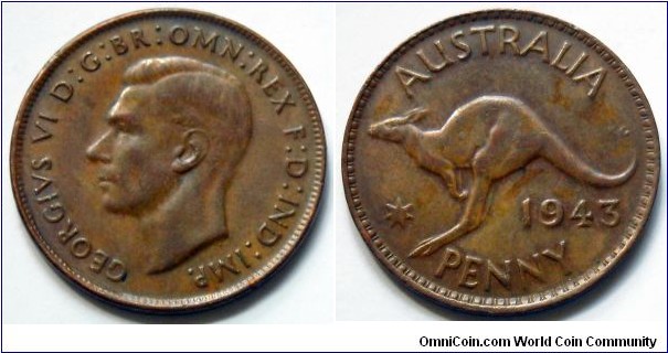 Australia 1 penny.
1943, Melbourne mint.
