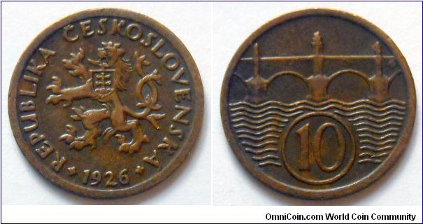 Czechoslovakia 10 haleru.
1926