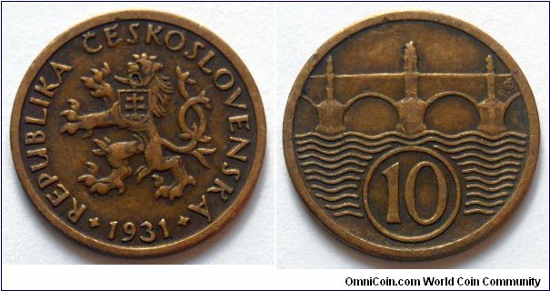 Czechoslovakia 10 haleru.
1931