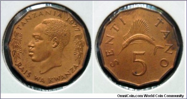 Tanzania 5 senti.
1977