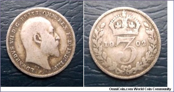 .925 Silver 1902 Great Britain 3 Pence Edward VII Nice Toned Circ 1st Year Go Here:

http://stores.ebay.com/Mt-Hood-Coins