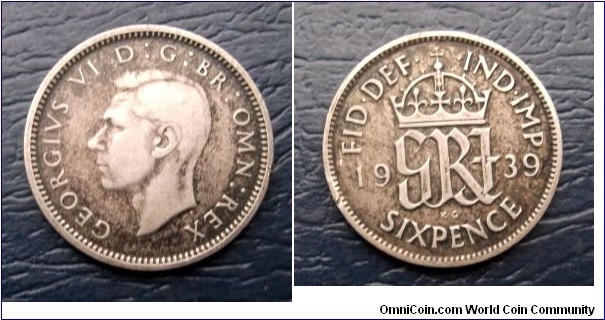 Silver 1939 Great Britain 6 Pence George VI KM# 852 Nice Toned Circ Go Here:

http://stores.ebay.com/Mt-Hood-Coins
