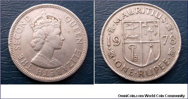 1978 Mauritius 1 Rupee KM#35.1 Large 29.6mm National Arms Nice Toned Coin Go Here:

http://stores.ebay.com/Mt-Hood-Coins
