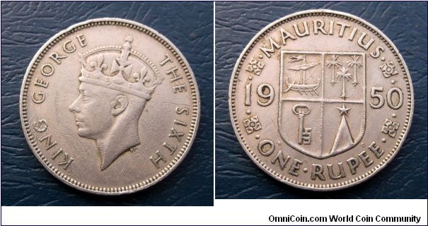 1950 Mauritius 1 Rupee KM#29.1 Large 29.6mm National Arms Nice Toned Coin Go Here:

http://stores.ebay.com/Mt-Hood-Coins
