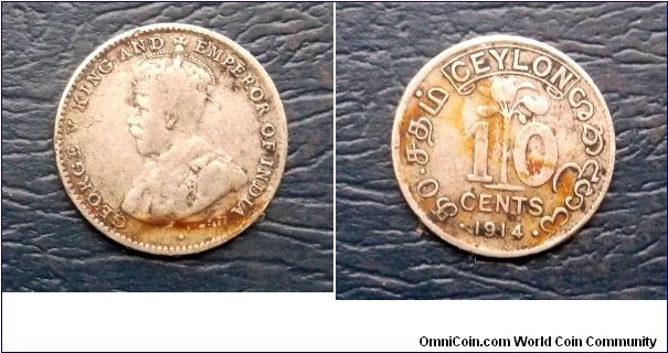 Silver 1914 Ceylon 10 Cents KM#104 George V Nice Circulated Coin 
Go Here:

http://stores.ebay.com/Mt-Hood-Coins 