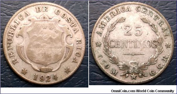 Silver 1924 Costa Rica 25 Centimos KM#168 1 Yr Type National Emblem Nice Go Here:

http://stores.ebay.com/Mt-Hood-Coins