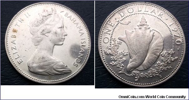 Scarce Silver 1970 Bahamas Dollar KM#8 Conch Shell Mintage 27K High Grade Go Here:

http://stores.ebay.com/Mt-Hood-Coins