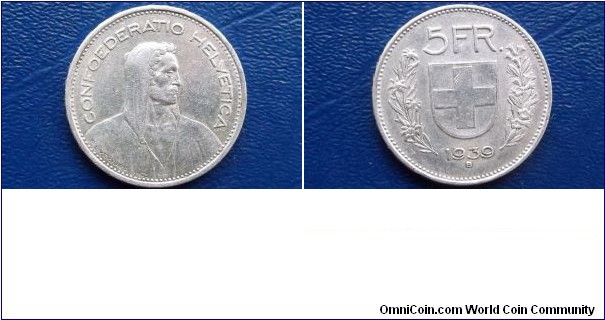 Silver 1939-B Switzerland 5 Francs William Tell Nice Grade Toned Coin Go Here:

http://stores.ebay.com/Mt-Hood-Coins