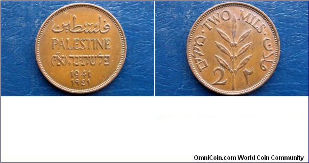 1941 Palestine 2 Mils KM#2 English Hebrew Arabic Nice Grade Circulated Go Here:

http://stores.ebay.com/Mt-Hood-Coins
