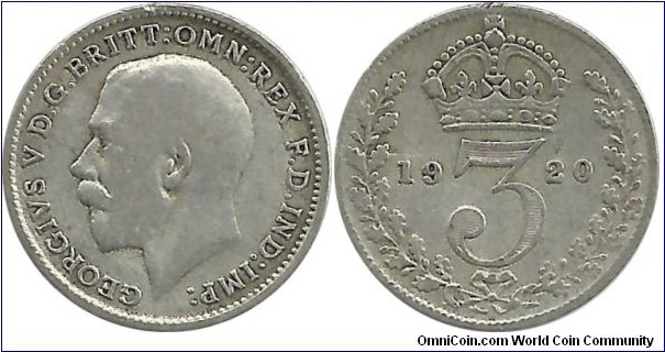 G.Britain 3 Pence 1920 (1.41 g / .925 Ag)