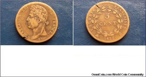 1827-H French Colonies 5 Centime Charles X High Grade Bronze KM# 10.2 Coin 
Go Here:

http://stores.ebay.com/Mt-Hood-Coins
