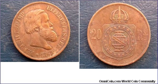 1869 Brazil 20 Reis KM#474 Pedro II Type 25.39mm Nice Grade Circ Coin Go Here:

http://stores.ebay.com/Mt-Hood-Coins