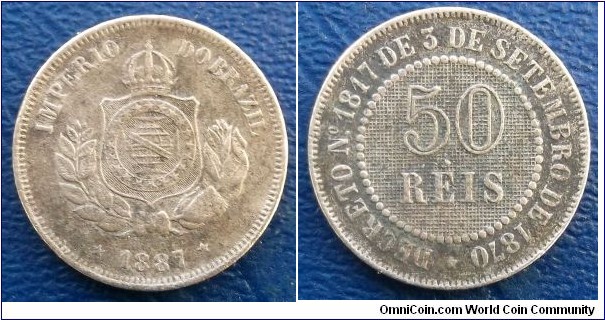 1887 Brazil 50 Reis KM#482 Pedro II Type Nice Toned Circulated Go Here:

http://stores.ebay.com/Mt-Hood-Coins