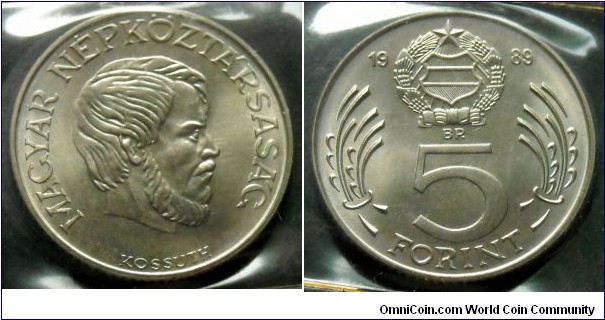 Hungary 5 forint from 1989 annual coin set.
