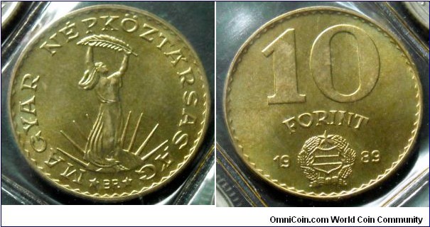 Hungary 10 forint from 1989 annual coin set.