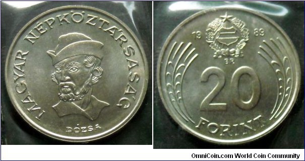 Hungary 20 forint from 1989 annual coin set.