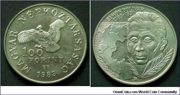 Hungary 100 forint.
1983, Simon Bolivar (1783-1830)
